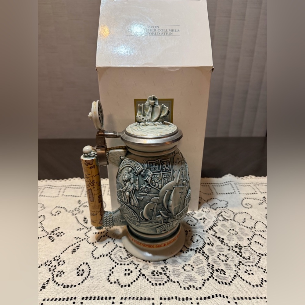 Avon Christopher Columbus Pewter Stein with Nautical Theme